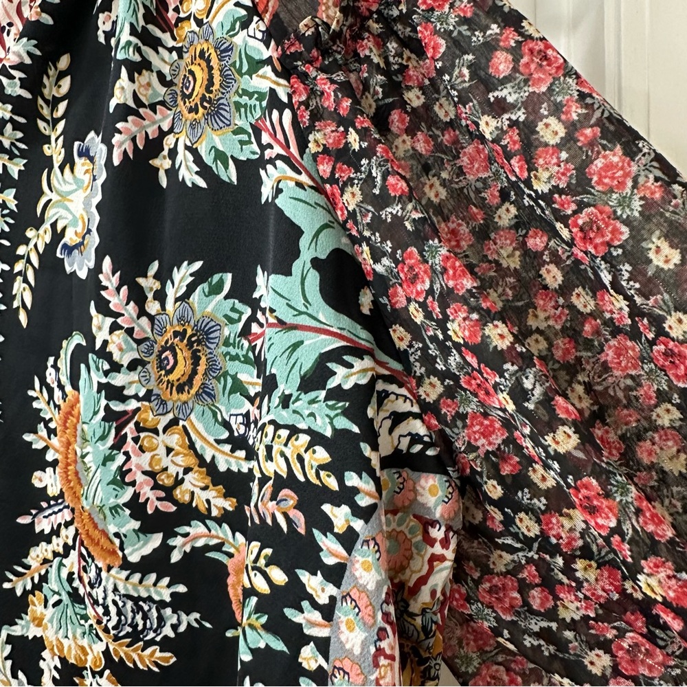 Umgee Sheer Floral Boho Blouse with Ruffles, Size Extra Large, NWT - Picture 3 of 8
